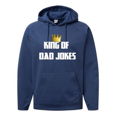 King Of Dad Jokes Crown Bad Joke Funny Fathers Day Gift Performance Fleece Hoodie