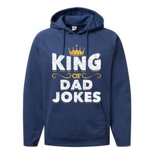 King Of Dad Jokes Crown Rad Jokes Puns Funny Dad Jokes Gift Performance Fleece Hoodie