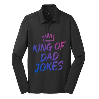 King Of Dad Jokes Fathers Day Humorous Puns Funny Dad Jokes Cute Gift Silk Touch Performance Long Sleeve Polo