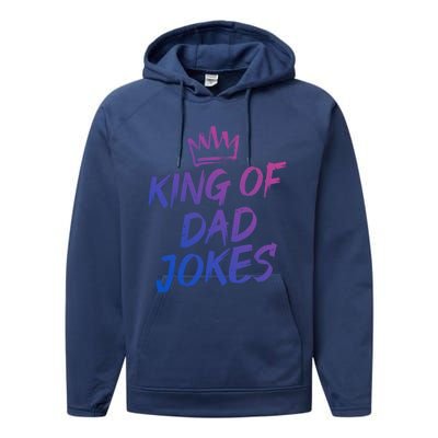 King Of Dad Jokes Fathers Day Humorous Puns Funny Dad Jokes Cute Gift Performance Fleece Hoodie