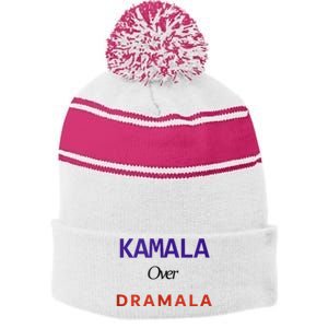 Kamala Over Dramala Stripe Pom Pom Beanie