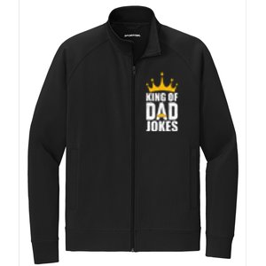 King Of Dad Jokes Funny Fathers Day Saying Gift Stretch Full-Zip Cadet Jacket