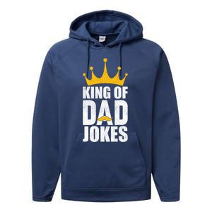 King Of Dad Jokes Funny Fathers Day Saying Gift Performance Fleece Hoodie