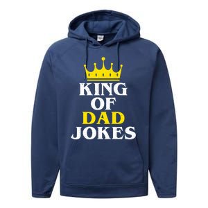 King Of Dad Jokes Funny Puns Rad Jokes Humorous Dad Jokes Cute Gift Performance Fleece Hoodie