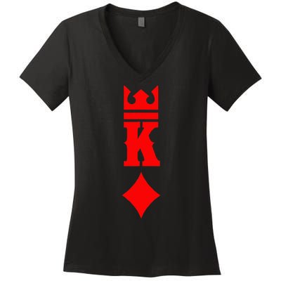 King Of Diamonds Halloween Playing Cards Women's V-Neck T-Shirt