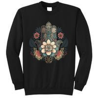 Khamsah Or Flower Hand Of Fatima On Floral Hamsa Hand Sweatshirt