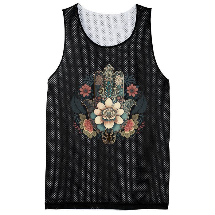 Khamsah Or Flower Hand Of Fatima On Floral Hamsa Hand Mesh Reversible Basketball Jersey Tank