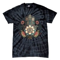 Khamsah Or Flower Hand Of Fatima On Floral Hamsa Hand Tie-Dye T-Shirt