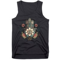 Khamsah Or Flower Hand Of Fatima On Floral Hamsa Hand Tank Top