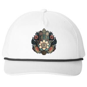 Khamsah Or Flower Hand Of Fatima On Floral Hamsa Hand Snapback Five-Panel Rope Hat