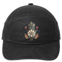 Khamsah Or Flower Hand Of Fatima On Floral Hamsa Hand 7-Panel Snapback Hat