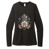 Khamsah Or Flower Hand Of Fatima On Floral Hamsa Hand Womens CVC Long Sleeve Shirt