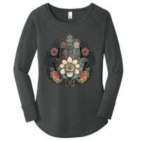 Khamsah Or Flower Hand Of Fatima On Floral Hamsa Hand Women's Perfect Tri Tunic Long Sleeve Shirt