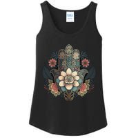 Khamsah Or Flower Hand Of Fatima On Floral Hamsa Hand Ladies Essential Tank