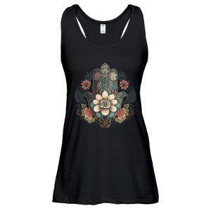 Khamsah Or Flower Hand Of Fatima On Floral Hamsa Hand Ladies Essential Flowy Tank