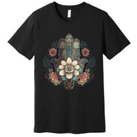 Khamsah Or Flower Hand Of Fatima On Floral Hamsa Hand Premium T-Shirt