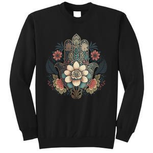 Khamsah Or Flower Hand Of Fatima On Floral Hamsa Hand Tall Sweatshirt