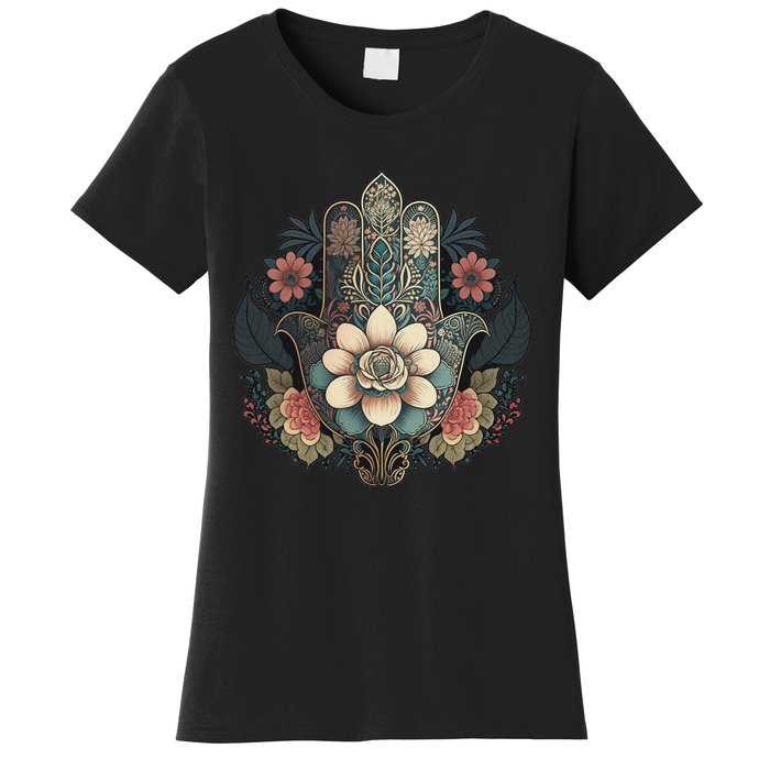 Khamsah Or Flower Hand Of Fatima On Floral Hamsa Hand Women's T-Shirt