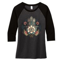 Khamsah Or Flower Hand Of Fatima On Floral Hamsa Hand Women's Tri-Blend 3/4-Sleeve Raglan Shirt