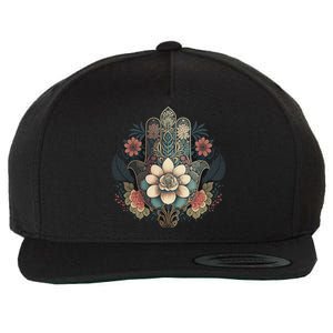 Khamsah Or Flower Hand Of Fatima On Floral Hamsa Hand Wool Snapback Cap