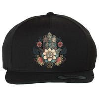 Khamsah Or Flower Hand Of Fatima On Floral Hamsa Hand Wool Snapback Cap