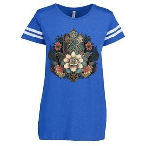 Khamsah Or Flower Hand Of Fatima On Floral Hamsa Hand Enza Ladies Jersey Football T-Shirt