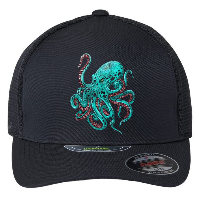 Kraken Octopus Gift Flexfit Unipanel Trucker Cap