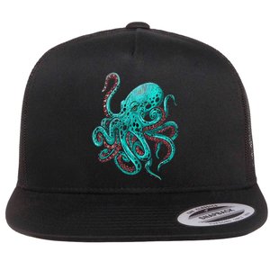 Kraken Octopus Gift Flat Bill Trucker Hat