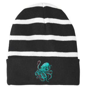 Kraken Octopus Gift Striped Beanie with Solid Band