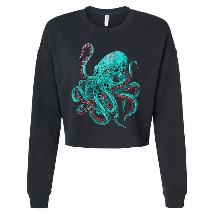 Kraken Octopus Gift Cropped Pullover Crew