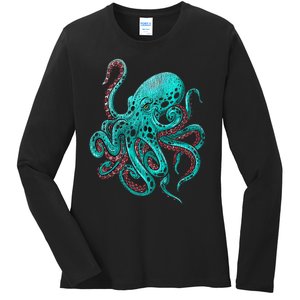 Kraken Octopus Gift Ladies Long Sleeve Shirt