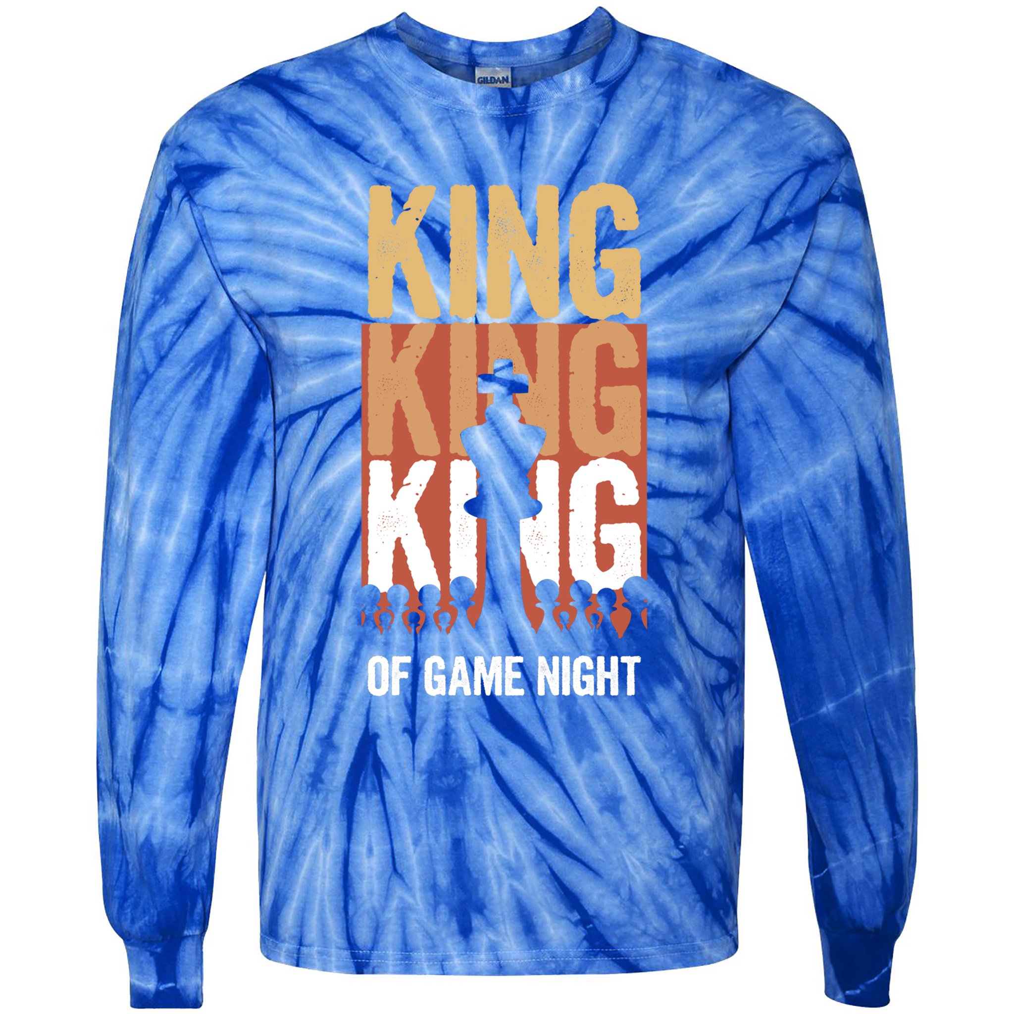 King Of Game Night Funny Gift Tie-Dye Long Sleeve Shirt