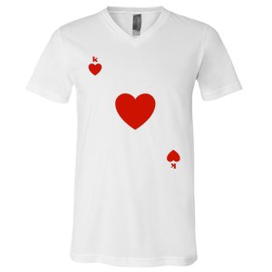 King Of Hearts Playing Card Poker Card Costume V-Neck T-Shirt