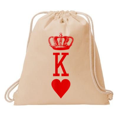King Of Hearts Vintage Crown Engraving Card Drawstring Bag
