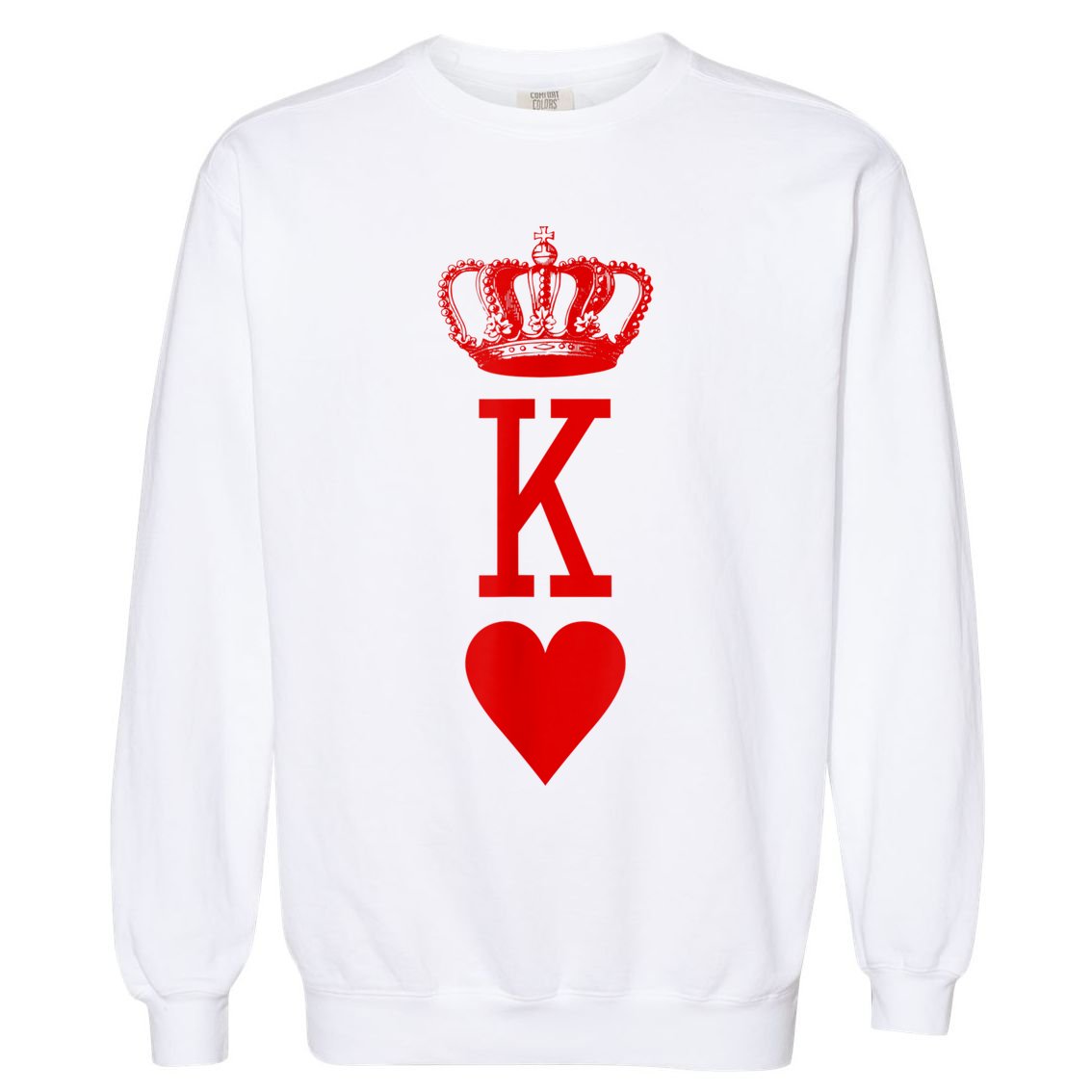 King Of Hearts Vintage Crown Engraving Card Garment-Dyed Sweatshirt
