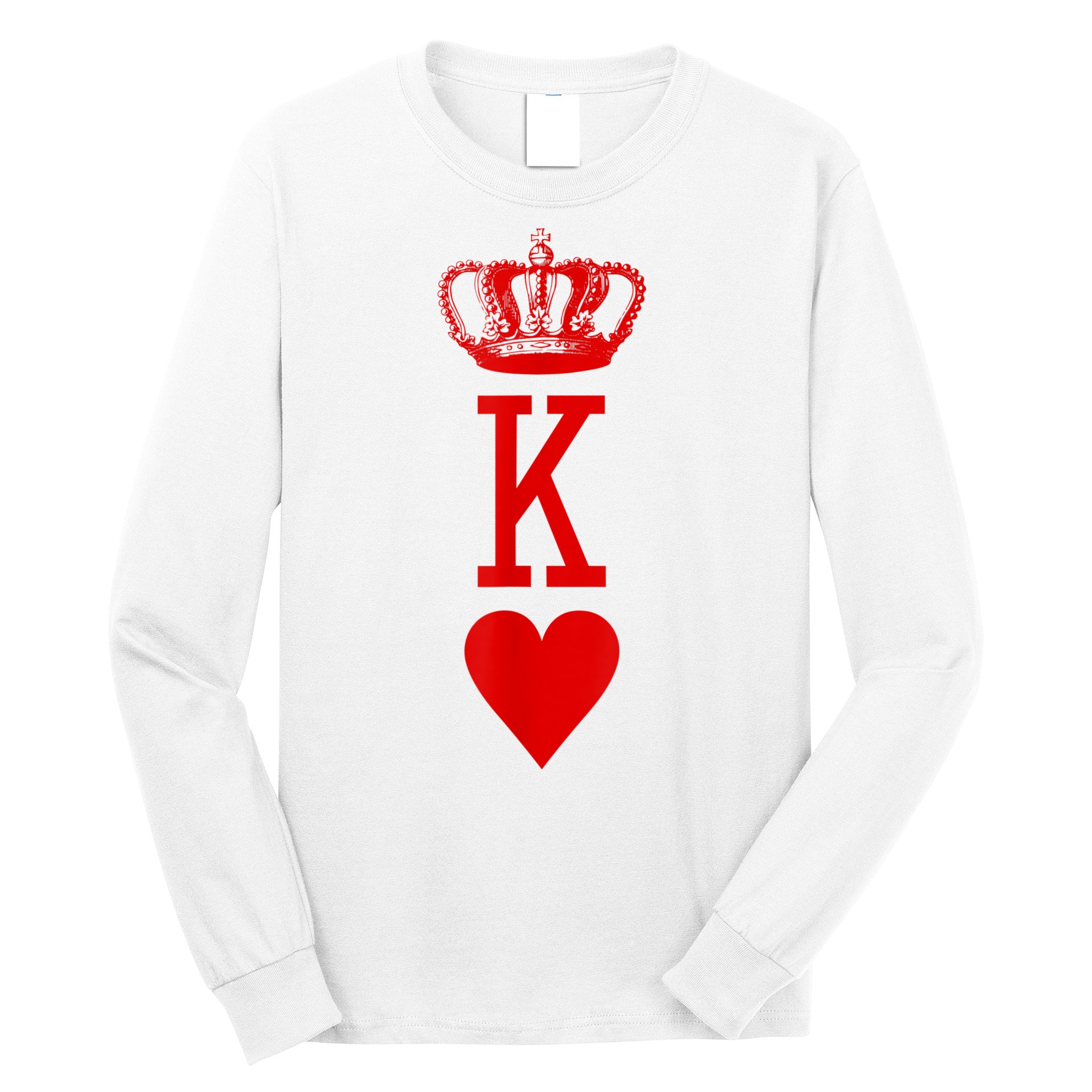 King Of Hearts Vintage Crown Engraving Card Long Sleeve Shirt