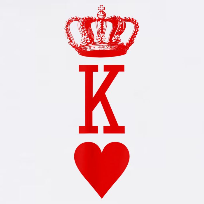 King Of Hearts Vintage Crown Engraving Card Button
