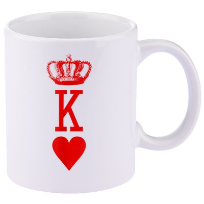 King Of Hearts Vintage Crown Engraving Card 11oz C Handle Ceramic Mug