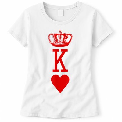 King Of Hearts Vintage Crown Engraving Card Womens T-Shirt