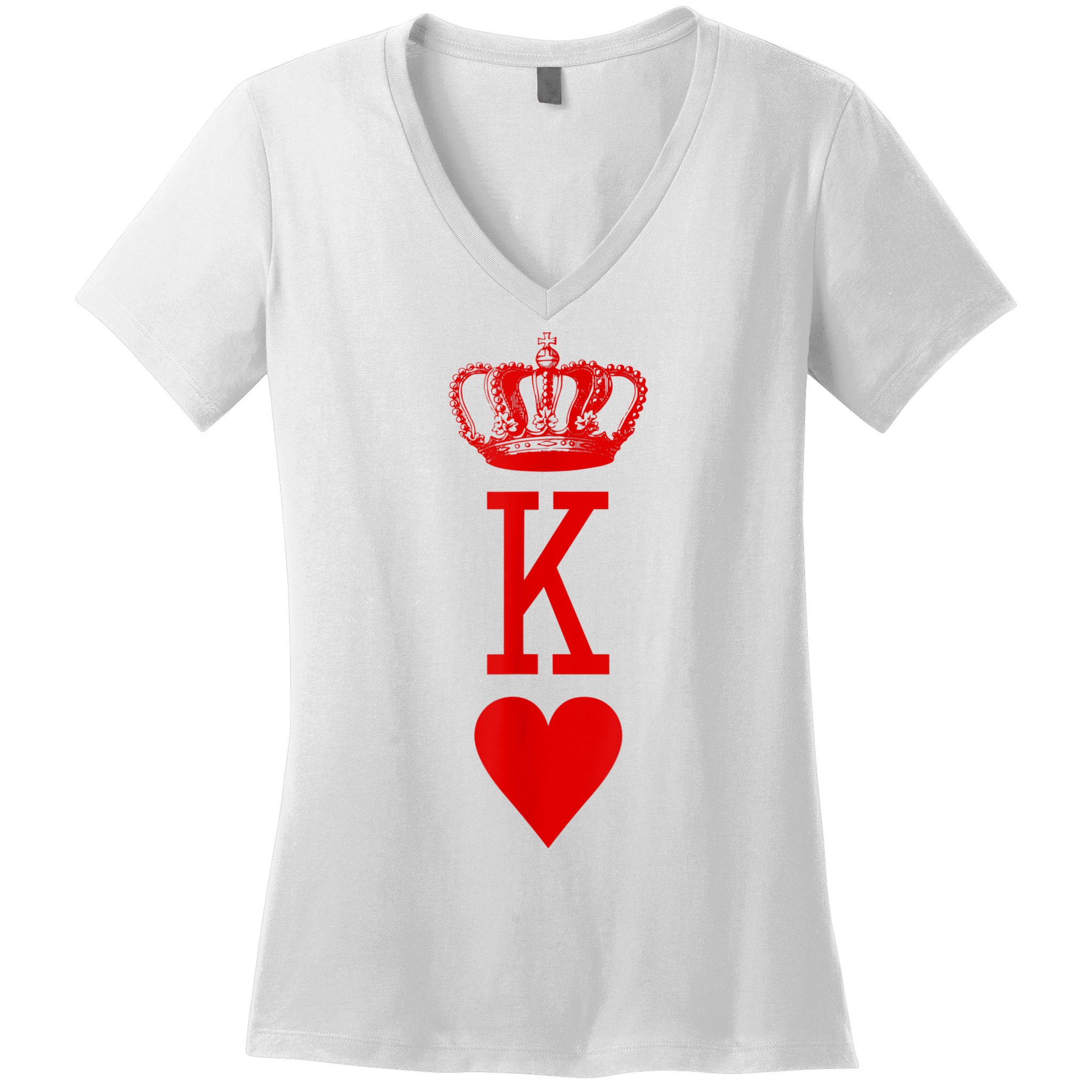King Of Hearts Vintage Crown Engraving Card Women's V-Neck T-Shirt