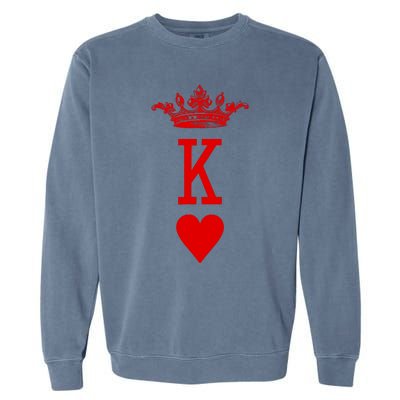 King Of Hearts Vintage Crown Engraving Card Garment-Dyed Sweatshirt