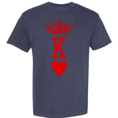 King Of Hearts Vintage Crown Engraving Card Garment-Dyed Heavyweight T-Shirt