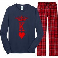 King Of Hearts Vintage Crown Engraving Card Long Sleeve Pajama Set