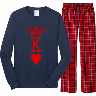 King Of Hearts Vintage Crown Engraving Card Long Sleeve Pajama Set