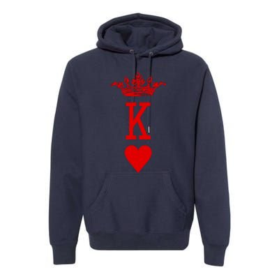 King Of Hearts Vintage Crown Engraving Card Premium Hoodie