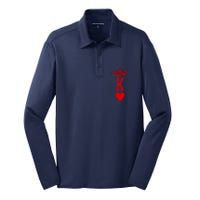 King Of Hearts Vintage Crown Engraving Card Silk Touch Performance Long Sleeve Polo