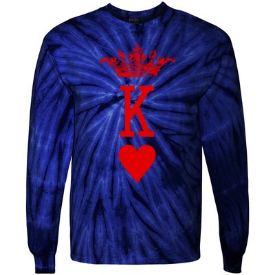 King Of Hearts Vintage Crown Engraving Card Tie-Dye Long Sleeve Shirt