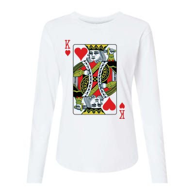 King Of Hearts Playing Card Poker Womens Cotton Relaxed Long Sleeve T-Shirt