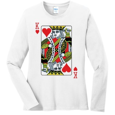 King Of Hearts Playing Card Poker Ladies Long Sleeve Shirt