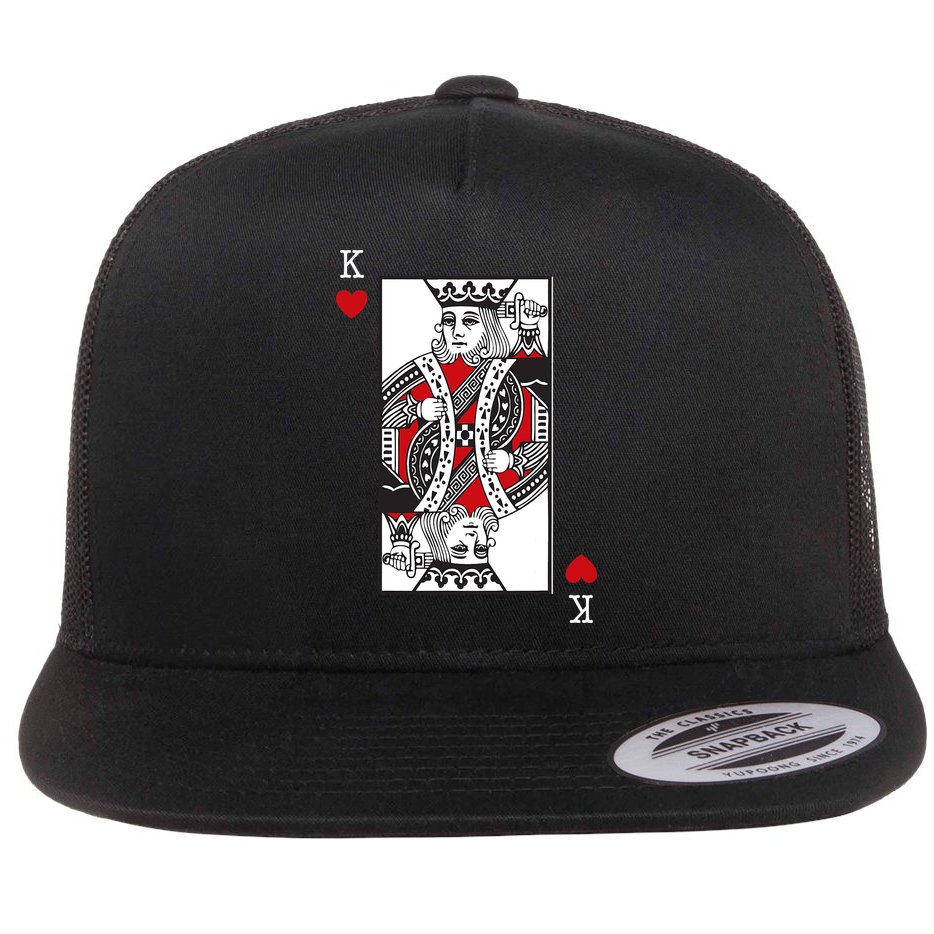 King Of Hearts Valentines Day Cool Playing Card Poker Casino Flat Bill Trucker Hat